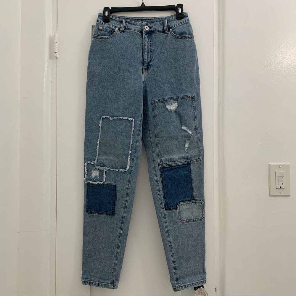 Womens Patchwork Mom Jeans